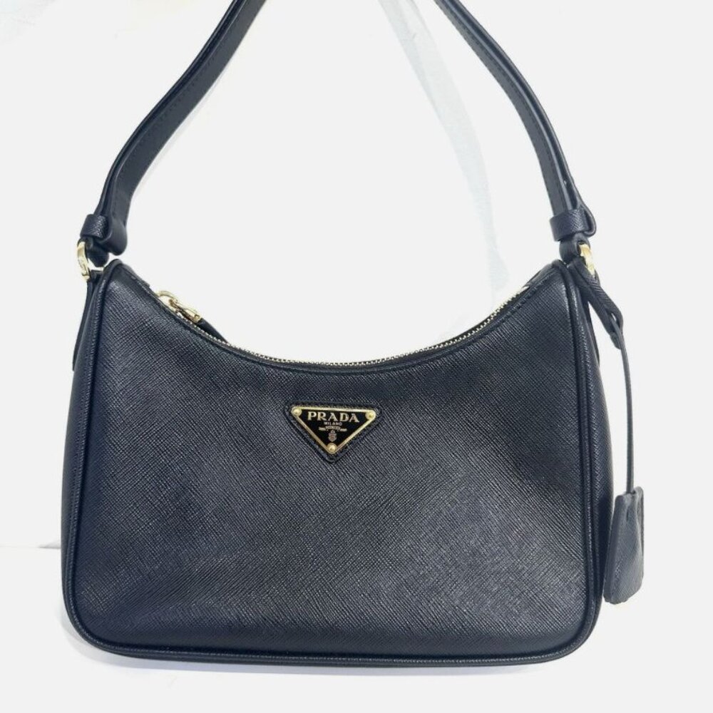 PRADA Re-Edition $2600 Black Saffiano Leather Mini Handbag Authentic